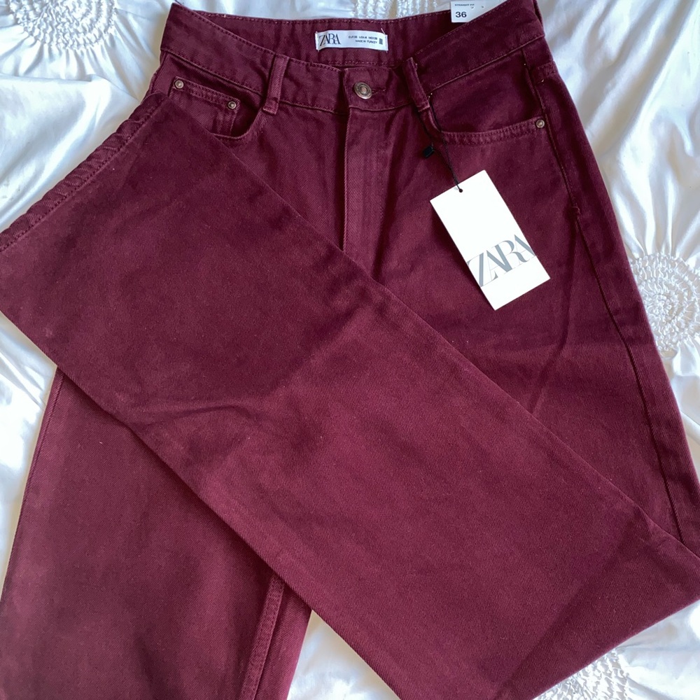 Zara super high rise straight leg pants